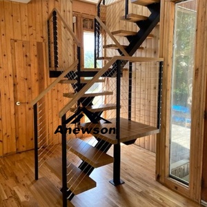 Gran oferta, Material de madera de construcción interior moderno, barandilla de vidrio, Balu barandilla de acero, escalera recta, escalera - Product Image 1