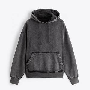 Boxy Vintage Wash Hoodie <b>Men</b> 100% Cotton Oversized Drop Shoulder Streetwear Heavyweight <b>Pullover</b> Blank French Terry Hoodies - Product Image 5