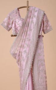 ผ้าส่าหรีผ้าไหมมีด้ายและลำดับการทำงานสำหรับงานปาร์ตี้รวมถึงเสื้อ - Product Image 4