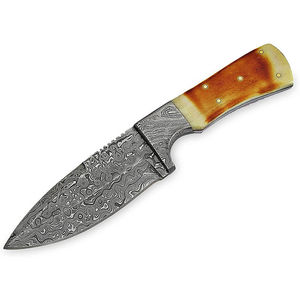 Cuchillo Skinner de Acero de Damasco Hecho a Mano Personalizado Burraq con Mango de Resina, Funda de Cuero, DIY OEM, Regalo Perfecto para Camping y Caza - Product Image 5