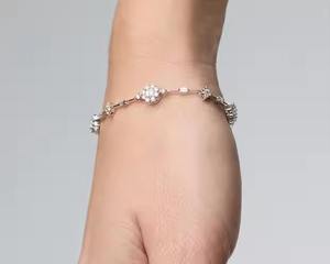 Holograma de pulsera de moissanita con diseño de diamante de oro rosa macizo de 18 quilates con patrón de corona clásico para regalos y fiestas - Product Image 3