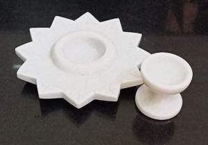 Natural <b>Marble</b> Round <b>Candle</b> Plate Tray Handmade <b>Candle</b> Holder for Home Decor Wedding Use - Product Image 5