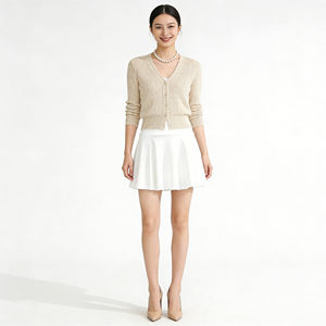 Mini-jupe évasée blanche unie style A-Line pour femme, décontractée, type tennis, quatre pièces, collection 2026, très populaire sur Temu - Product Image 6