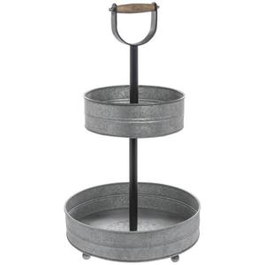 Wholesale Eco-Friendly Custom Galvanized <b>2</b>-Tier Metal Fruit Serving Tray with Handmade Craftsmanship and Custom Logo Option - Product Image 1