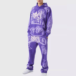 Ropa Deportiva de Invierno para Hombre, Conjunto Deportivo de Algodón Suave y Cómodo con Estampado Apilado - Product Image 1