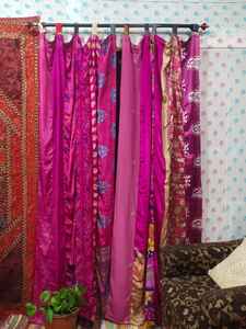 Tela de cortina de bucle Sari de seda Rosa Vintage indio para decoración del hogar dormitorio sala de estar comedor y ventana de oficina - Product Image 2