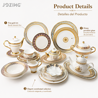 Service de table de luxe JOZING avec garniture dorée, assiettes en porcelaine et théière – Liquidation de stock, vente directe usine en gros par tonne