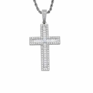 Collar con Colgante de Plata de Ley 925 con Diamante Moissanita Vintage, Corte Baguette, para Niños, Regalo de Boda, Cumpleaños o Fiesta - Product Image 4