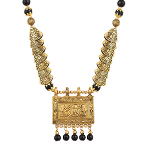 Samosa carrée en onyx noir avec perles oxydées - Product Image 4