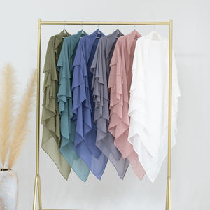 Alta calidad Extra largo Khimar tres capas gasa musulmán Niqab pañuelo para la cabeza nuevo Thobe/Thawb juegos de trabajo de dos piezas suministro al por mayor - Product Image 6