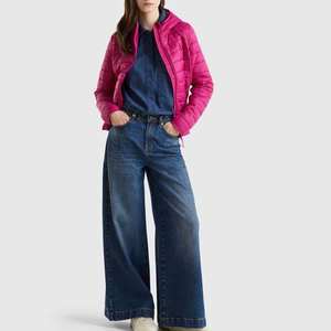 Chaquetas Acolchadas para Mujer, Diseño Moderno, Color Rosa Oscuro, 100% Poliéster, Relleno de Algodón, Estilo con Cremallera, Capucha, Abrigo Burbuja, OEM ODM - Product Image 2