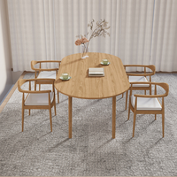 Table à manger ovale en bois de style nordique 4 places pour réunions, bureaux, conférences, maisons d'hôtes, meubles de maison