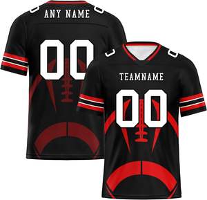 Camiseta de fútbol americano de poliéster 100% personalizada al por mayor, uniforme de transferencia de calor de malla de manga corta de alta calidad que absorbe la humedad - Product Image 2