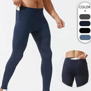 Leggings pour hommes, pantalon de course, de gym et de yoga, tissu respirant en polyester extensible, taille élastique, haute qualité, longueur intégrale, service OEM - Product Image 3