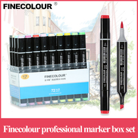 Finecolor EF102 24/36/48/60/72 couleurs, pinceaux d'art à base d'alcool, marqueurs, ensemble de stylos avec étui transparent