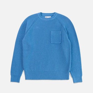 Wholesale <b>Men</b> Blue Knitted Sweater Cotton Long Sleeve Crewneck <b>Cardigan</b> Fashion Warm Winter Breathable Front Chest <b>Pocket</b> - Product Image 1