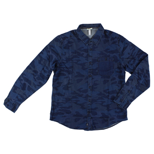 Camisa de Mezclilla con Botones para Hombre Adidas, Talla S, Color: Azul/Camuflaje, 100% Auténtica - Product Image 1