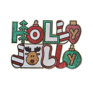 Patchs brodés en chenille à paillettes Holly Jolly, écologiques, motif cœur, logo personnalisé, grande taille, vente en gros pour chapeaux - Product Image 6