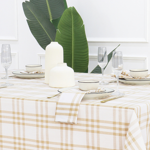 Nappe de pique-nique extérieure à carreaux beige blanc Homestead Design à carreaux lavable toute l'année pour les repas de Thanksgiving d'automne - Product Image 2