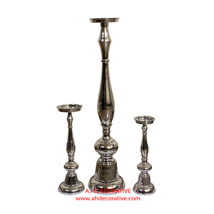 Nickel Plated <b>Tall</b> T Light Candle Holder Set of 3 Shiny Finished <b>Table</b> Centerpiece Luxury Handmade Candle Holder - Product Image 2