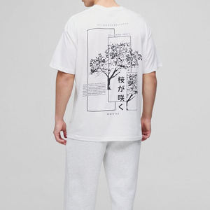 Nuevo estilo Trending White Oversized Blossom Tree Graphic T-Shirt Venta al por mayor OEM 100% Cotton Men's T-Shirt DTG Print Logo T-Shirt - Product Image 4