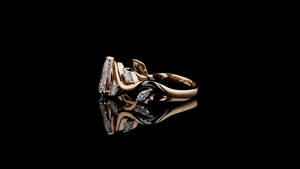 Bague solitaire de créateur en forme de poire avec petits diamants en forme de poire sur l'axe |   Bague de luxe en or massif 18 carats plaqué rhodium certifiée IGI - Product Image 2