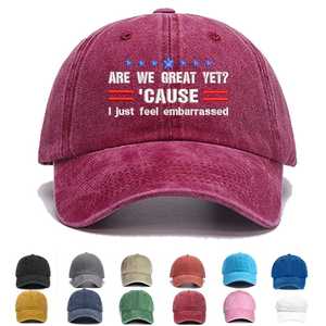 Blue Washed Cotton 6-Panel Dad Hat Embroidered Political Quote Soft Fit Adjustable Sporty Street Outfit Cap Vietnam Wholesale - Product Image 2
