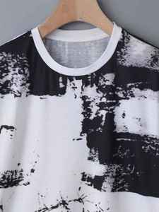 Wholesale <b>T</b>-<b>shirt</b> Men 100% Cotton Round Collar Custom OEM Logo Custom <b>Black</b> and White Block Design Men <b>T</b>-<b>shirt</b> - Product Image 3