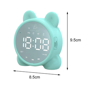 นาฬิกาปลุกดิจิตอลอัจฉริยะ ไฟ บลูทูธ เครื่องเล่นเพลง ลายการ์ตูนพลาสติก สำหรับห้องนอน สำนักงาน โต๊ะทำงาน ชาร์จไร้สาย FM - Product Image 2