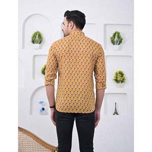 Chemise décontractée pour homme en coton imprimé à manches longues, respirante, en popeline ou tissu Oxford, motif floral ou à pois, offre ODM - Product Image 2