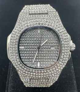 Antique Luxury 41mm Analog Watch Iced Moissanite Diamond Customized Hip Hop Stainless Steel <b>Band</b> 20mm Width Quartz Charm Glass - Product Image 1