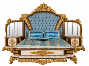 Royal Maharaja High <b>Back</b> <b>Bed</b> & Bedroom Furniture Premium Teak Wooden <b>Bed</b> Furniture <b>Bed</b> Dresser Wardrobe Side Stools <b>For</b> USA - Product Image 2