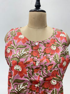 Vestido Corto de Verano con Botones, Estilo Bohemio Floral, de Algodón, Hecho a Mano para Mujer - Product Image 6