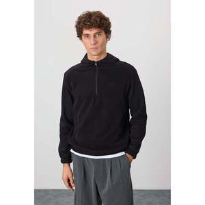 เสื้อสเวตเชิ้ตผ้าฟลีซสีดำทรงมาตรฐานสำหรับผู้ชาย Air Jones - อบอุ่น สวมใส่สบาย และมีสไตล์สำหรับการสวมใส่แบบลำลอง - Product Image 2