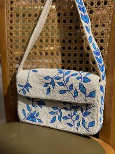 กระเป๋ามือถือประดับลูกปัดแก้วหลากสีพร้อมที่จับกระเป๋าบาแกตต์งานหัตถกรรมอินเดียแบบลำลองงานแฮนด์เมดสีตามสั่ง - Product Image 3