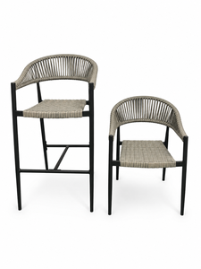 Sgabelli da Bar Moderni in Alluminio Resistenti alle Intemperie, Sedie da Club in Metallo con Rattan <span class=keywords><strong>Grigio</strong></span> - Product Image 1