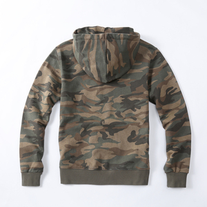 Men's American Retro Camouflage Hooded Sweatshirt Jacket Loose Fit Cotton Knitted Top Zipper Solid <b>Black</b> Casual Autumn Style - Product Image 3