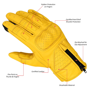 Best Knuckle Unisex Waxed Leather Gloves Black Vintage Style for Winter Summer Motorbike Racing Biker Wear Custom Breathable - Product Image 5