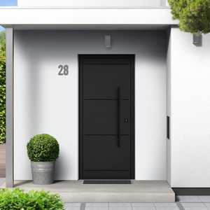 Porte d'entrée en métal série C0m-f0rt, prix attractif, finition noire fraisée/noir lisse intérieur, ouverture à gauche, 210x90cm, performance MOQ. - Product Image 1