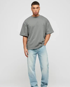 High Quality Heavyweight 100% Cotton <b>Men's</b> Boxy <b>Fit</b> Drop Shoulder <b>T</b>-<b>Shirt</b> Anti-Wrinkle and Quick <b>Dry</b> Custom Design for <b>Men</b> - Product Image 3