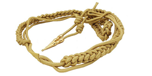 Cordones de hombro tácticos de seda y metal para ceremonias, servicio OEM de fábrica, cordones de hombro de marcha dorados tipo Aiguillette. - Product Image 5