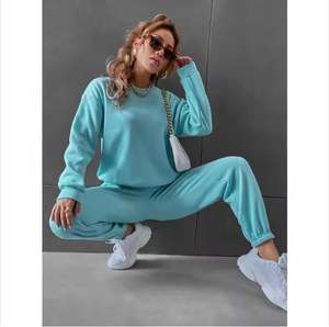 Sudadera de mujer de alta calidad con logotipo personalizado del fabricante, Conjunto de sudadera de 2 piezas, ropa de calle con hombros caídos, sudadera con capucha de lana de algodón de gran tamaño - Product Image 1