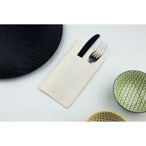 Servilletas de bolsillo tipo canguro con estampado de vaqueros en crema, blancas, 40x40cm, 960 unidades, B2B - Product Image 1