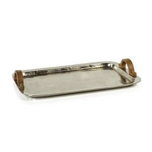 Elegante Bandeja de Servicio de Metal Moderno con Diseño Martillado Niquelado para Ramadán y Bodas, Decoración Duradera para el Hogar, Elegante para Servir Bebidas - Product Image 3