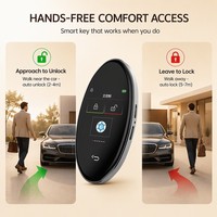 Clé de voiture intelligente Kaifute CF818 avec écran tactile LCD, autonomie ultra longue, entrée sans clé IPS HD, compatible Apple Find My, OBD, argent/noir, garantie OEM 1 an