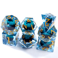 Jeu de 7 dés en résine pour dragon et donjon Blue Dragon Eye avec dés polygonaux à bords tranchants