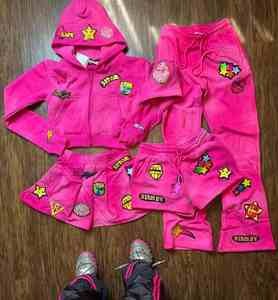 Conjunto de chándal de mujer con capucha y pantalones de chándal apilados con cremallera desgastada lavada ácida de fabricante personalizado liso - Product Image 3