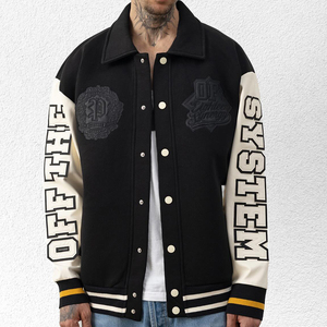 Wholesale Custom Stylish Chenille Embroidery Patched Genuine Leather Sleeves <b>Plain</b> Baseball Plus Size Men's <b>Varsity</b> <b>Jackets</b> - Product Image 2
