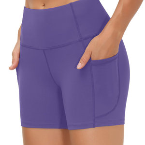 กางเกงขาสั้นออกกำลังกายเอวสูงไร้รอยต่อ ระบายอากาศได้ดี สีพื้น สำหรับผู้หญิง เหมาะสำหรับเล่นโยคะและกีฬา - Product Image 6