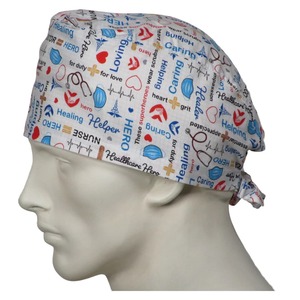 Gorro de fregado reutilizable lavable con impresión personalizada con banda para el sudor espalda elástica médico cirujano cubierta de cabello gorros de fregado veterinario - Product Image 2